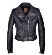 Куртка женская SCHOTT Women's Cropped Perfecto in Lambskin Leather Jacket 218W BLACK